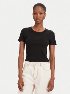 HUGO T-Shirt Delanor 50570857 Czarny Slim Fit. Czarne t-shirty Hugo, s, bez wzorów, z bawełny, bez kołnierzyka, bez ramiączek. Za 254,99 zł.
