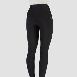Damskie legginsy jeździeckie z pełną przyczepnością EQPRO Perfection EP. Czarne legginsy HORKA, bez wzorów, z dzianiny, z podwyższonym stanem, długie. Za 325,50 zł.
