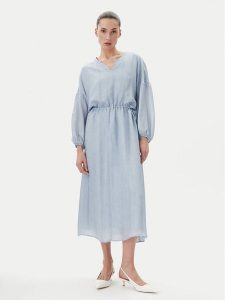 Bruuns Bazaar Sukienka letnia Sinapsis Cata BBW4441 Niebieski Loose Fit. Niebieskie sukienki Bruuns Bazaar, na lato, bez wzorów, z wiskozy, bez kołnierzyka, bez ramiączek. Za 629,99 zł.