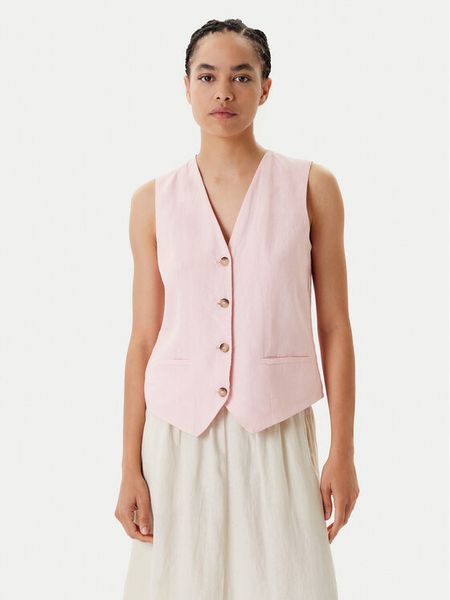 United Colors Of Benetton Kamizelka 2AGHDJ00G Różowy Slim Fit. Czerwone kamizelki United Colors of Benetton, bez wzorów, ze lnu, bez kołnierzyka, bez ramiączek, bez kaptura. Za 269,99 zł.