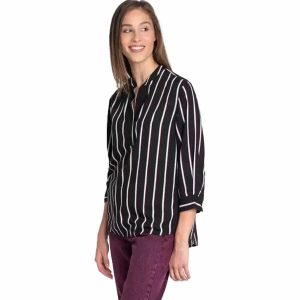 LEE BLOUSE DAMSKA KOSZULA MATERIAŁOWA W PASKI BLACK L46PAC01 112110953. Czarne koszule Lee, l, bez wzorów, z materiału, bez kołnierzyka, bez ramiączek. Za 129,99 zł.