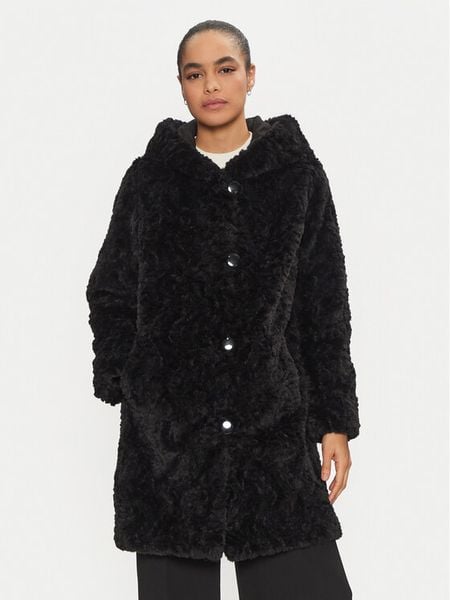 Joseph Ribkoff Futro 243903 Czarny Loose Fit. Czarne płaszcze Joseph Ribkoff, xxl, bez wzorów, z futra, bez kaptura. Za 989,00 zł.