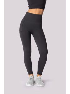 Spaio Legginsy sportowe "Base" w kolorze antracytowym rozmiar: L/XL. Czarne legginsy Spaio, l, bez wzorów, z materiału, z podwyższonym stanem, outdoorowe. Za 130,99 zł.