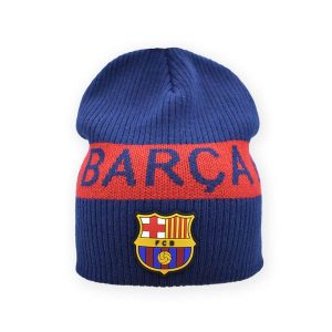 Czapka zimowa FC Barcelona - oficjalna licencjonowana. Niebieskie czapki FC BARCELONA, bez wzorów, sportowe. Za 79,00 zł.