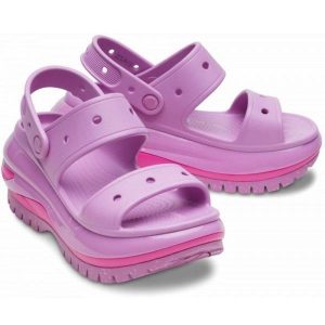 Klapki Crocs Mega Crush Sandal 207989-6WQ fioletowe. Fioletowe klapki bez wzorów, bez obcasa, na platformie. Za 449,26 zł.