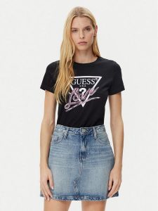 Guess T-Shirt W5GI05 I3Z14 Czarny Regular Fit. Czarne t-shirty Guess, s, z aplikacjami, z bawełny, bez kołnierzyka, bez ramiączek. Za 129,99 zł.