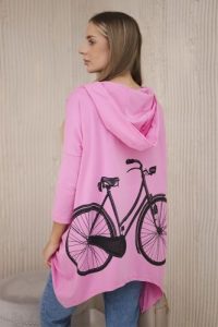Bluza z nadrukiem roweru jasno różowa. Czerwone bluzy KESI, l, bez wzorów, z bawełny, z kapturem. Za 218,51 zł.