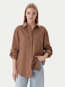 Calvin Klein Jeans Koszula LV044E195G Brązowy Regular Fit. Brązowe koszule Calvin Klein Jeans, l, bez wzorów, z bawełny, bez kołnierzyka, bez ramiączek. Za 449,99 zł.