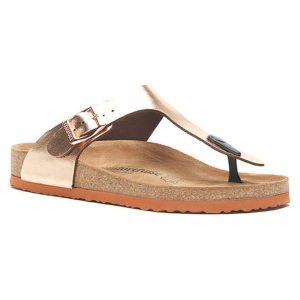 Comfortfusse Skórzane japonki w kolorze różowozłotym rozmiar: 42. Różowe klapki Comfortfüße, bez wzorów, ze skóry, z otwartym noskiem, bez obcasa. Za 206,95 zł.