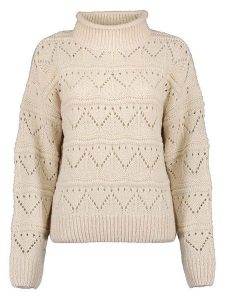 Blue Seven Sweter w kolorze beżowym rozmiar: 42. Brązowe swetry oversize Blue Seven, bez wzorów, ze splotem, bez ramiączek. Za 79,03 zł.