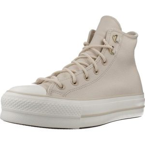 Buty CONVERSE CHUCK TAYLOR ALL STAR LIFT HI Nago. Czerwone trampki Converse, bez wzorów, ze skóry, bez zapięcia. Za 363,99 zł.