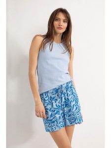 Josephine & Co Szorty "Djess" w kolorze niebieskim rozmiar: 40. Niebieskie szorty Josephine & Co, bez wzorów, z bawełny, z podwyższonym stanem. Za 162,49 zł.