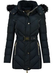 Geographical Norway Kurtka zimowa "Becky" w kolorze granatowym rozmiar: XL. Niebieskie kurtki Geographical Norway, na zimę, xl, bez wzorów, z puchu, bez kaptura. Za 313,32 zł.