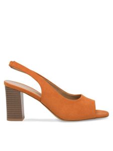 Clara Barson Sandały WYL3119-13 Pomarańczowy. Brązowe sandały Clara Barson, bez wzorów, z materiału, bez obcasa, na słupku, bez zapięcia. Za 129,99 zł.