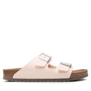 Klapki Birkenstock. Czerwone klapki Birkenstock, bez wzorów, bez obcasa. Za 449,99 zł.