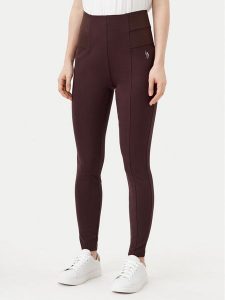 U.S. Polo Assn. Legginsy WUP0053 Brązowy Slim Fit. Brązowe legginsy U.S. Polo Assn., bez wzorów, z wiskozy. Za 99,99 zł.