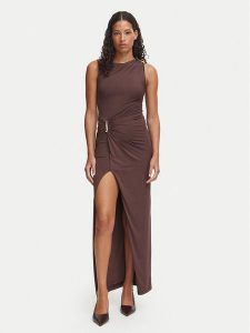 Bardot Sukienka wieczorowa Reed 60435DB Brązowy Slim Fit. Brązowe sukienki Bardot, bez wzorów, z syntetyku, wizytowe, bez kołnierzyka, bez ramiączek. Za 594,99 zł.