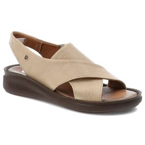 Sandały damskie Armodo, cholewka ze skóry naturalnej o delikatnej ziarnistej strukturze szerokie krzyżujące się paski odkryty fason, beżowe, 40392. Brązowe sandały Armodo, bez wzorów, ze skóry, bez obcasa, bez zapięcia. Za 319,00 zł.