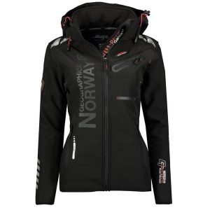 Geographical Norway REINE ASSOR B LADY 068 – damski softshell wodoodporny. Czarne kurtki Geographical Norway, bez wzorów, z elastanu, bez kaptura. Za 229,00 zł.