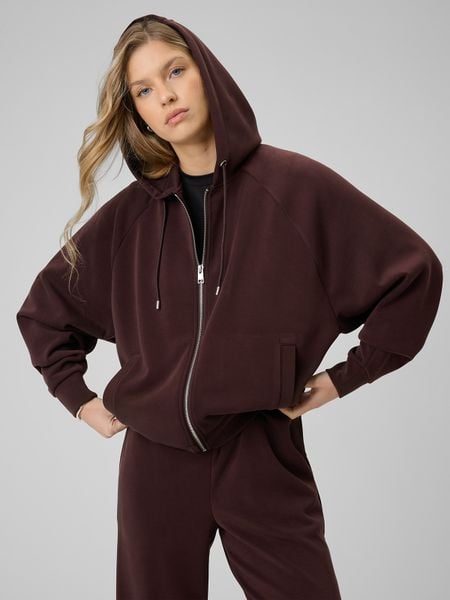 4F Bluza dresowa regular z modalem damska - brązowa XL. Brązowe bluzy 4f, s, bez wzorów, z dresówki, z kapturem. Za 199,99 zł.