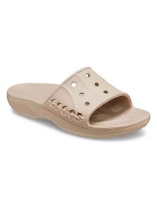 Crocs Klapki "Baya II" w kolorze beżowym rozmiar: 45/46. Brązowe klapki Crocs, bez wzorów, z otwartym noskiem, bez obcasa. Za 83,62 zł.