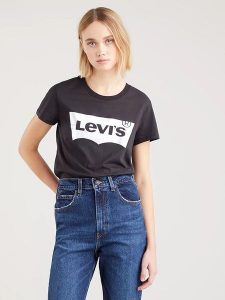 Levi´s Koszulka w kolorze czarnym rozmiar: XS. Czarne bluzki s, bez wzorów, z bawełny, bez kołnierzyka, bez ramiączek. Za 61,46 zł.