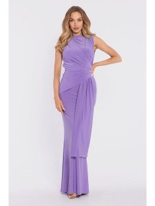 Made of emotion Sukienka w kolorze fioletowym rozmiar: S. Różowe sukienki Made Of Emotion, s, bez wzorów, bez kołnierzyka, bez ramiączek, maxi, kopertowe. Za 254,99 zł.