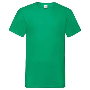 Koszulka Unisex Dla Dorosłych Z Dekoltem W Szpic. Zielone bluzki FRUIT OF THE LOOM, s, bez wzorów, sportowe, bez kołnierzyka, bez ramiączek. Za 39,99 zł.