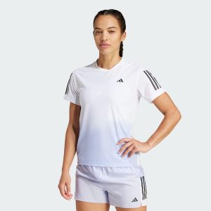Koszulka Own the Run CLIMACOOL Colorblock. Białe bluzki ADIDAS, xs, bez wzorów, sportowe, bez kołnierzyka, bez ramiączek. W wyprzedaży za 107,40 zł.