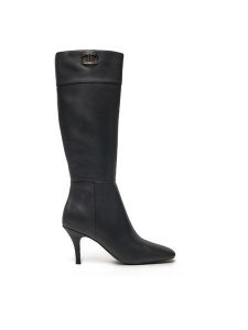 TWINSET Kozaki 242TGT030 Czarny. Czarne kozaki Twinset, bez wzorów, ze skóry, bez obcasa, na szpilce, bez zapięcia. Za 619,99 zł.