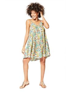 Aller Simplement Sukienka w kolorze miętowym ze wzorem rozmiar: 34/36. Zielone sukienki Aller Simplement, bez wzorów, klasyczne, bez kołnierzyka, bez ramiączek, mini. Za 43,99 zł.