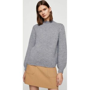 Mango - Sweter Orquidea. Szare swetry klasyczne marki Mango, z dzianiny, z krótkim rękawem. W wyprzedaży za 69,90 zł.