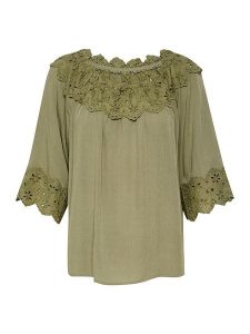 Cream Bluzka w kolorze khaki rozmiar: 38. Brązowe bluzki Cream, bez wzorów, z koronki, bez kołnierzyka, bez ramiączek. Za 70,57 zł.