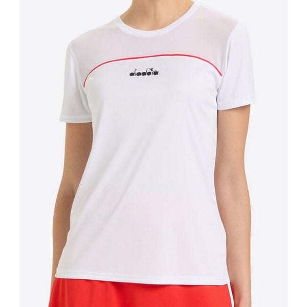 Koszulka tenisowa damska Diadora L. SS Core T-Shirt. Białe bluzki Diadora, l, bez wzorów, bez kołnierzyka, bez ramiączek. Za 110,00 zł.