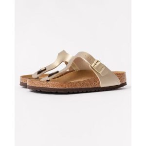 Japonki damskie Birkenstock Gizeh. Żółte klapki Birkenstock, bez wzorów, z materiału, bez obcasa. Za 411,95 zł.