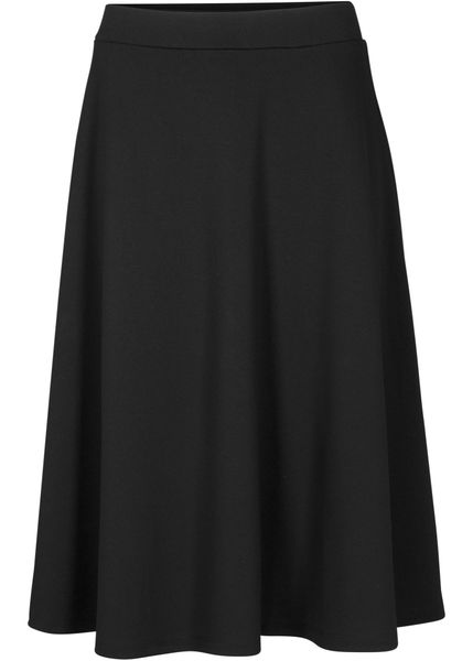 Spódnica midi z mieszanki wiskozy, dł. za kolano. Czarne spódnice bonprix, bez wzorów, z wiskozy, midi. Za 129,99 zł.