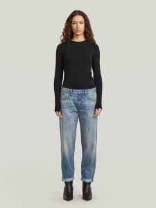 G-Star Dżinsy - Boyfriend fit - w kolorze niebieskim rozmiar: W25/L/30. Niebieskie jeansy G-Star, z aplikacjami, ze skóry, z podwyższonym stanem. Za 192,40 zł.