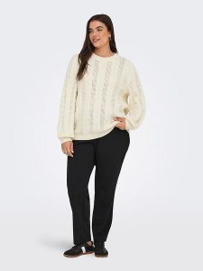 ONLY Sweter w kolorze kremowym rozmiar: S-42/44. Brązowe swetry oversize ONLY, s, bez wzorów, ze splotem, bez ramiączek. Za 105,38 zł.