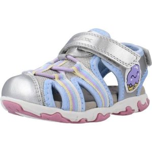 Sandały GEOX B SANDAL FLAFFEE GIR Szary. Szare sandały Geox, bez wzorów, ze skóry, bez obcasa, bez zapięcia. Za 134,99 zł.