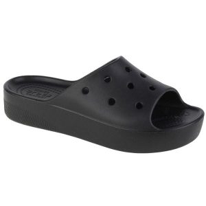 Klapki damskie Crocs Classic Platform Slide. Białe klapki Crocs, bez wzorów, z gumy, bez obcasa. Za 277,00 zł.