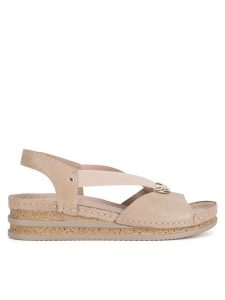Go Soft Sandały RST-2314-02 Beżowy. Brązowe sandały Go Soft, bez wzorów, z materiału, bez obcasa, na koturnie, bez zapięcia. Za 119,99 zł.