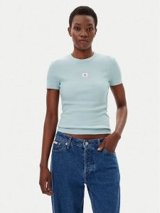 Calvin Klein Jeans T-Shirt J20J225245 Niebieski Slim Fit. Niebieskie t-shirty Calvin Klein Jeans, xxl, bez wzorów, z bawełny, bez kołnierzyka, bez ramiączek. Za 119,99 zł.