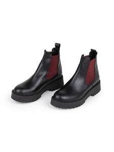 Anna Morellini Skórzane sztyblety "Adaria" w kolorze czarno-czerwonym rozmiar: 39. Czarne botki Anna Morellini, bez wzorów, bez zapięcia. Za 420,95 zł.