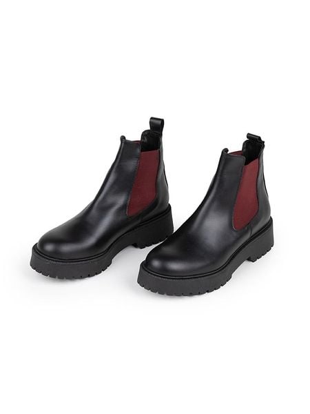 Anna Morellini Skórzane sztyblety "Adaria" w kolorze czarno-czerwonym rozmiar: 39. Czarne botki Anna Morellini, bez wzorów, bez zapięcia. Za 420,95 zł.