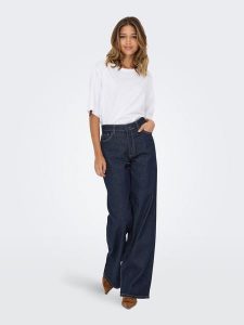 JDY Dżinsy "Ruby" - Wide Leg fit - w kolorze granatowym rozmiar: XS/L32. Niebieskie jeansy JDY, z aplikacjami, ze skóry. Za 149,95 zł.