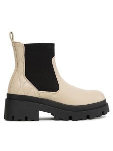 ONLY Botki 15304994 Beżowy. Brązowe botki ONLY, bez wzorów, ze skóry, bez obcasa, na płaskiej podeszwie, bez zapięcia. Za 249,99 zł.