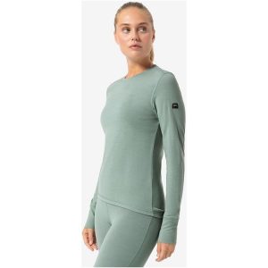 Koszulka termoaktywna z długim rękawem damska SUPER.NATURAL. Zielone koszule nocne super.natural, bez wzorów, bez ramiączek. Za 349,99 zł.