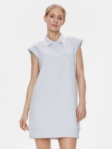 Guess Sukienka codzienna Cheri V4RK00 KBSL0 Błękitny Regular Fit. Niebieskie kombinezony Guess, l, z aplikacjami, z syntetyku, bez kołnierzyka, bez ramiączek. Za 419,99 zł.