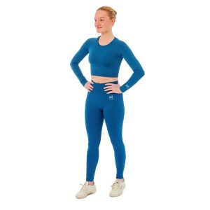 Damski zestaw sportowy Xtreme - legginsy sportowe + sportowy Croptop - Niebieski. Niebieskie legginsy XTREME SOCKSWEAR, bez wzorów. Za 186,99 zł.
