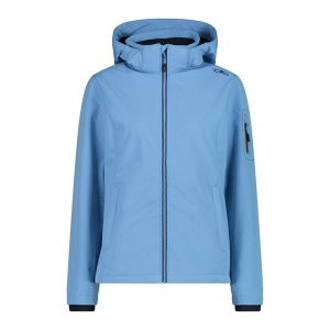 Damska kurtka turystyczna z kapturem CMP. Niebieskie kurtki CMP, xs, bez wzorów, z softshellu, z kapturem. Za 411,25 zł.